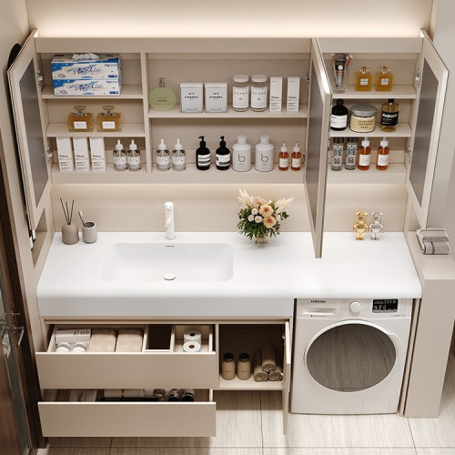 洗衣機洗手盆一體櫃巖板熱彎陶瓷無縫一體盆浴室櫃洗漱台組 洗衣機洗手盆一體櫃巖板熱彎陶瓷無縫一體盆浴室櫃洗漱台組
