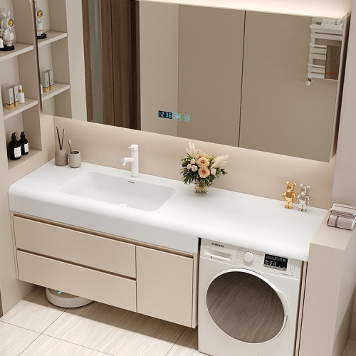 洗衣機洗手盆一體櫃巖板熱彎陶瓷無縫一體盆浴室櫃洗漱台組 洗衣機洗手盆一體櫃巖板熱彎陶瓷無縫一體盆浴室櫃洗漱台組