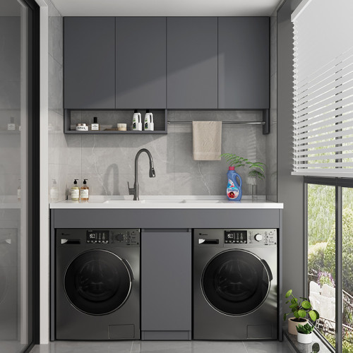 陽台洗衣機一體櫃組合雙洗衣機烘乾機置物格蜂窩鋁機上盆帶搓衣板 陽台洗衣機一體櫃組合雙洗衣機烘乾機置物格蜂窩鋁機上盆帶搓衣板