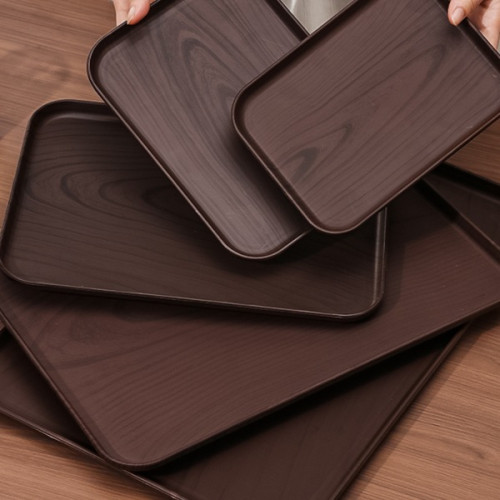 創意仿木紋托盤長方形家用水杯茶杯收納茶盤塑膠商用蛋糕甜品餐盤 創意仿木紋托盤長方形家用水杯茶杯收納茶盤塑膠商用蛋糕甜品餐盤