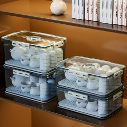 茶具茶杯收納盒防塵透明放裝杯子置物架功夫茶壺酒杯帶蓋櫥櫃整理
