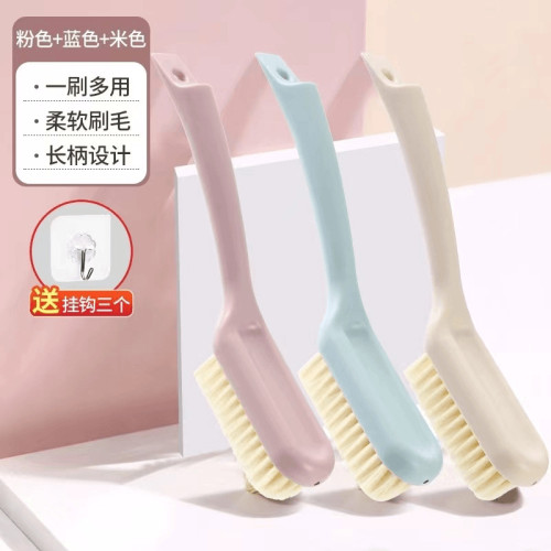 可掛式長柄鞋刷洗鞋刷多功能素色清潔刷家用多功能刷子軟毛鞋刷