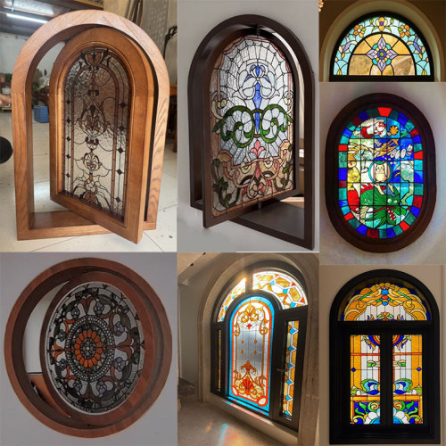 彩色拱形窗彩繪玻璃蒂凡尼旋轉圓形復古教堂藝術壓花窗網紅小軒窗 彩色拱形窗彩繪玻璃蒂凡尼旋轉圓形復古教堂藝術壓花窗網紅小軒窗