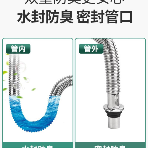 廚房水槽洗菜盆碗池下水管道配件排水管防臭不鏽鋼雙槽下水器套裝 廚房水槽洗菜盆碗池下水管道配件排水管防臭不鏽鋼雙槽下水器套裝