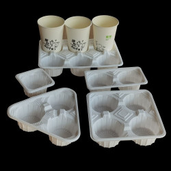 加厚一次性塑膠杯托白色4杯四杯架咖啡奶茶外賣打包托兩杯拖