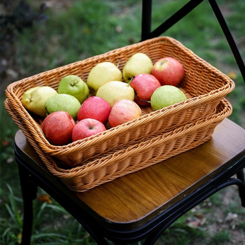 仿藤編水果籃麵包筐超市果蔬陳列展示籃零食筐廚房收納籃絹花 仿藤編水果籃麵包筐超市果蔬陳列展示籃零食筐廚房收納籃絹花