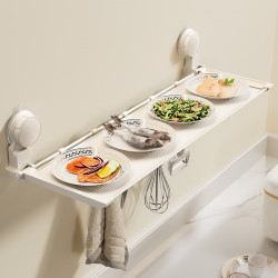 束豐吸盤式廚房置物架免打孔收納架折曡壁掛備菜調料架太空鋁上牆