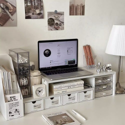 桌面置物架電腦增高架木質多層辦公室桌上顯示器收納陳列架yj