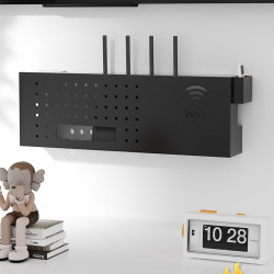 路由器收納盒高顔值免打孔無線wifi電視機機頂盒置物架光貓放置架
