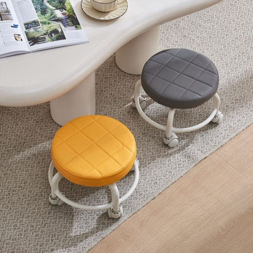 萬向輪小凳子靜音移動靠背家用滑滑凳客廳茶幾矮凳寶寶學步凳皮凳