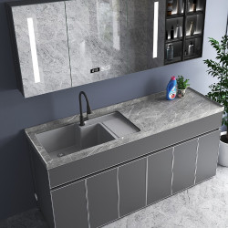 巖板太空鋁合金陽台洗衣機一體櫃組合露台洗衣池洗手台盆花園定