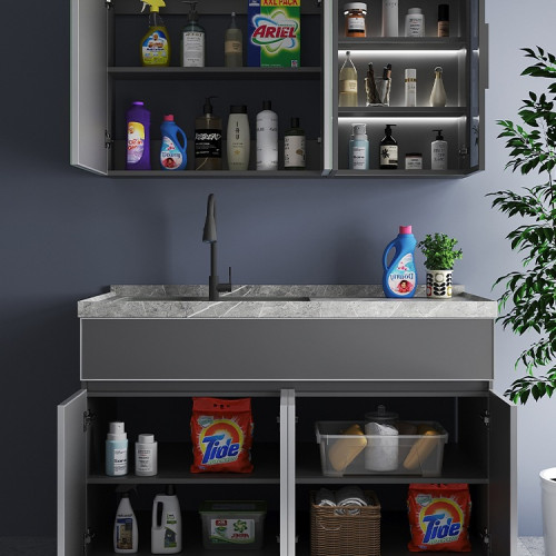 巖板太空鋁合金陽台洗衣機一體櫃組合露台洗衣池洗手台盆花園定 巖板太空鋁合金陽台洗衣機一體櫃組合露台洗衣池洗手台盆花園定