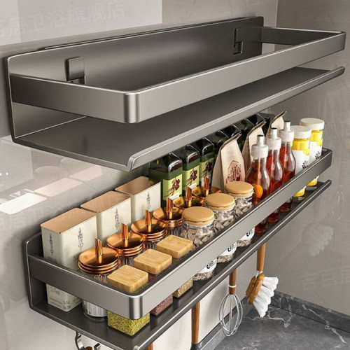 廚房置物架調味料品罐收納架子牆上免打孔壁掛式調料架放置移動無 廚房置物架調味料品罐收納架子牆上免打孔壁掛式調料架放置移動無