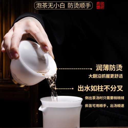 金獎級冰種羊脂玉功夫茶具套裝2025新款家用辦公室白瓷禮盒裝 金獎級冰種羊脂玉功夫茶具套裝2025新款家用辦公室白瓷禮盒裝