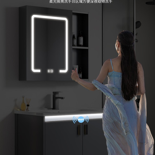 太空鋁浴室櫃組合衛生間掛牆式陶瓷一體洗手臉盆小戶型迷你漱台池 太空鋁浴室櫃組合衛生間掛牆式陶瓷一體洗手臉盆小戶型迷你漱台池