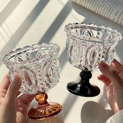 法式浪漫復古浮雕香檳杯高顔值中古微醺酒杯紅酒高腳甜酒玻璃杯子