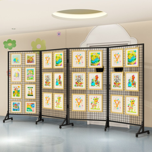 折曡網格展示架幼兒園作品展示架畫展畫室移動戶外美術展覽架鐵藝 折曡網格展示架幼兒園作品展示架畫展畫室移動戶外美術展覽架鐵藝