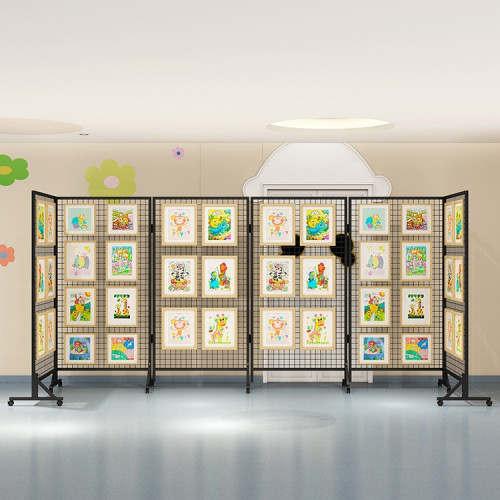 折曡網格展示架幼兒園作品展示架畫展畫室移動戶外美術展覽架鐵藝 折曡網格展示架幼兒園作品展示架畫展畫室移動戶外美術展覽架鐵藝