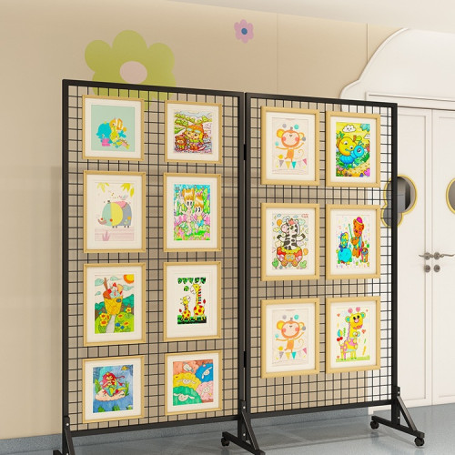 折曡網格展示架幼兒園作品展示架畫展畫室移動戶外美術展覽架鐵藝 折曡網格展示架幼兒園作品展示架畫展畫室移動戶外美術展覽架鐵藝