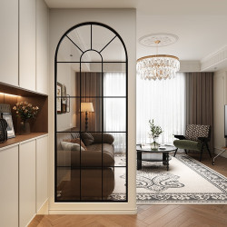 法式復古玻璃屏風客廳奶油風鐵藝隔斷假窗戶創意拱門玄關遮擋裝飾