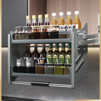 吊櫃升降拉籃廚房櫥櫃下拉緩沖阻尼開門式置物架調味料拉籃