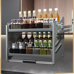 吊櫃升降拉籃廚房櫥櫃下拉緩沖阻尼開門式置物架調味料拉籃