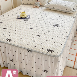 夏季乳膠床裙款單件床罩三件套冰絲涼蓆床笠帶裙邊2025新款可機洗