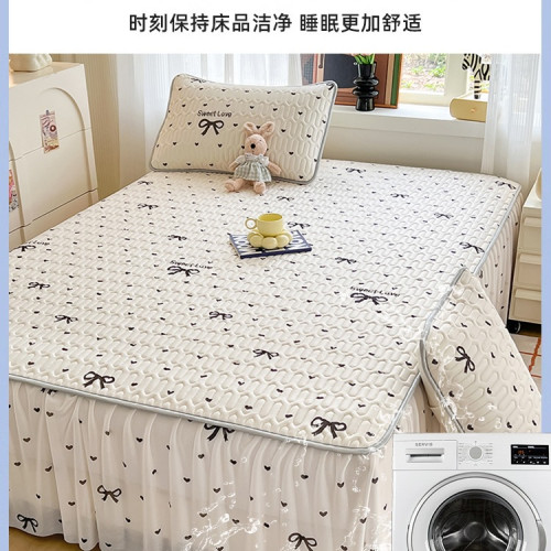 夏季乳膠床裙款單件床罩三件套冰絲涼蓆床笠帶裙邊2025新款可機洗 夏季乳膠床裙款單件床罩三件套冰絲涼蓆床笠帶裙邊2025新款可機洗