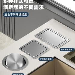 不鏽鋼台面嵌入式垃圾桶方形圓形304蓋子翻蓋搖蓋廚房洗手間隱藏