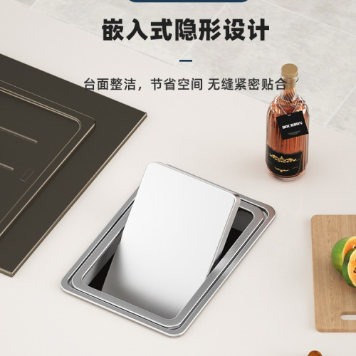 不鏽鋼台面嵌入式垃圾桶方形圓形304蓋子翻蓋搖蓋廚房洗手間隱藏 不鏽鋼台面嵌入式垃圾桶方形圓形304蓋子翻蓋搖蓋廚房洗手間隱藏