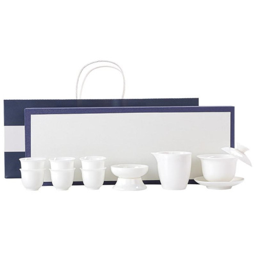 懸停羊脂玉茶具陶瓷過濾蓋碗茶杯茶壺禮盒白瓷家用金邊德化瓷 懸停羊脂玉茶具陶瓷過濾蓋碗茶杯茶壺禮盒白瓷家用金邊德化瓷