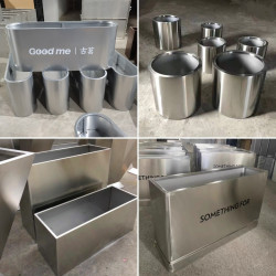 不鏽鋼花箱圓形組合花盆戶外成品花罈商業街外擺花槽金屬花