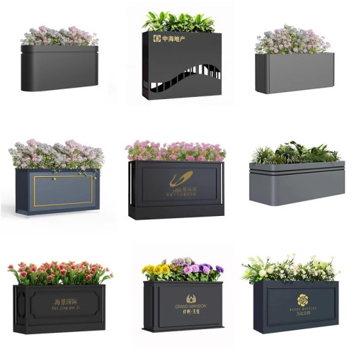 不鏽鋼花箱圓形組合花盆戶外成品花罈商業街外擺花槽金屬花 不鏽鋼花箱圓形組合花盆戶外成品花罈商業街外擺花槽金屬花