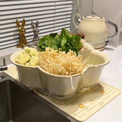 火鍋配菜盤家用備菜盤雙層瀝水蔬菜籃分格拼盤廚房多功能置物架無