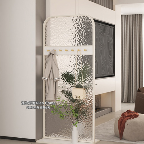 可移動免打孔洞洞板玻璃隔斷奶油風入戶正對門遮擋置物架收納屏風 可移動免打孔洞洞板玻璃隔斷奶油風入戶正對門遮擋置物架收納屏風