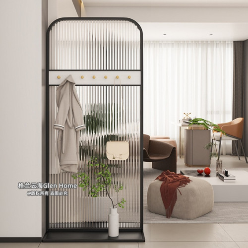 可移動免打孔洞洞板玻璃隔斷奶油風入戶正對門遮擋置物架收納屏風 可移動免打孔洞洞板玻璃隔斷奶油風入戶正對門遮擋置物架收納屏風
