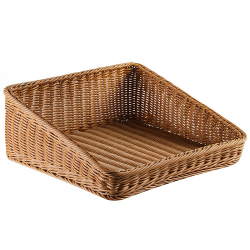 斜口水果籃梯形收納筐仿藤編織筐超市展示筐麵包零食收納籃子塑膠 斜口水果籃梯形收納筐仿藤編織筐超市展示筐麵包零食收納籃子塑膠