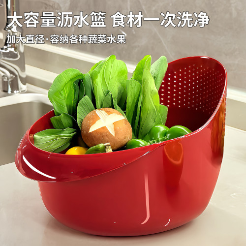 大容量淘米瀝水籃廚房新款淘米客廳茶幾水果盤家用菜籃洗菜盆