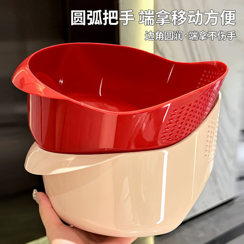 大容量淘米瀝水籃廚房新款淘米客廳茶幾水果盤家用菜籃洗菜盆