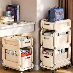 書包置物架可移動小推車書本收納架家用多層學生放書包滑輪櫃