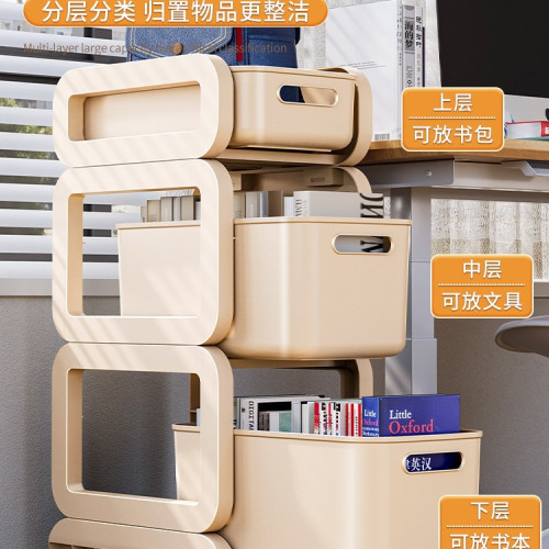 書包置物架可移動小推車書本收納架家用多層學生放書包滑輪櫃 書包置物架可移動小推車書本收納架家用多層學生放書包滑輪櫃