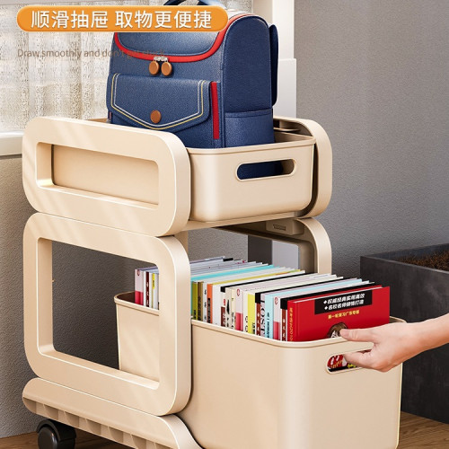 書包置物架可移動小推車書本收納架家用多層學生放書包滑輪櫃 書包置物架可移動小推車書本收納架家用多層學生放書包滑輪櫃