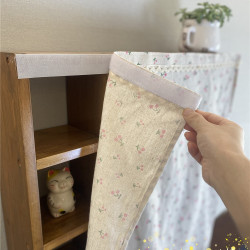 魔術貼鞋架櫥櫃棉麻布藝半簾自粘遮醜布簾廚房防塵遮擋檔簾
