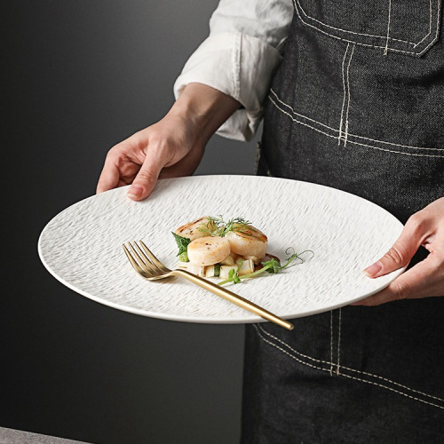 陶瓷牛排餐盤感西餐盤子圓形盤家用牛扒盤意面盤酒店個性菜盤 陶瓷牛排餐盤感西餐盤子圓形盤家用牛扒盤意面盤酒店個性菜盤