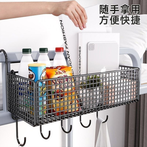 宿舍床邊掛籃床頭置物架免打孔大學生上鋪零食寢室收納籃 宿舍床邊掛籃床頭置物架免打孔大學生上鋪零食寢室收納籃