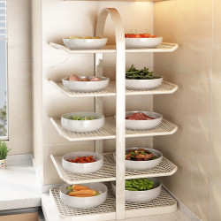 廚房配菜盤置物架多層曡加收納盤子家用火鍋備菜菜盤托盤