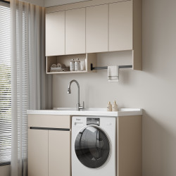 蜂窩鋁洗衣機櫃組合滾筒洗衣槽池台帶搓板一體陽台洗衣櫃伴