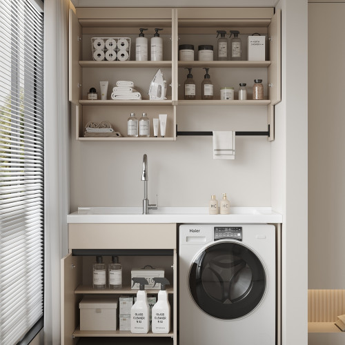 蜂窩鋁洗衣機櫃組合滾筒洗衣槽池台帶搓板一體陽台洗衣櫃伴 蜂窩鋁洗衣機櫃組合滾筒洗衣槽池台帶搓板一體陽台洗衣櫃伴