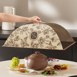 大號蓋食物罩新款防塵防蟲防蠅新中式飯菜罩折曡餐桌家用遮菜蓋繖