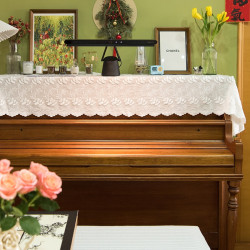 淺枝素意鋼琴罩白色蕾絲半罩法式防塵保護全罩電子琴凳罩布